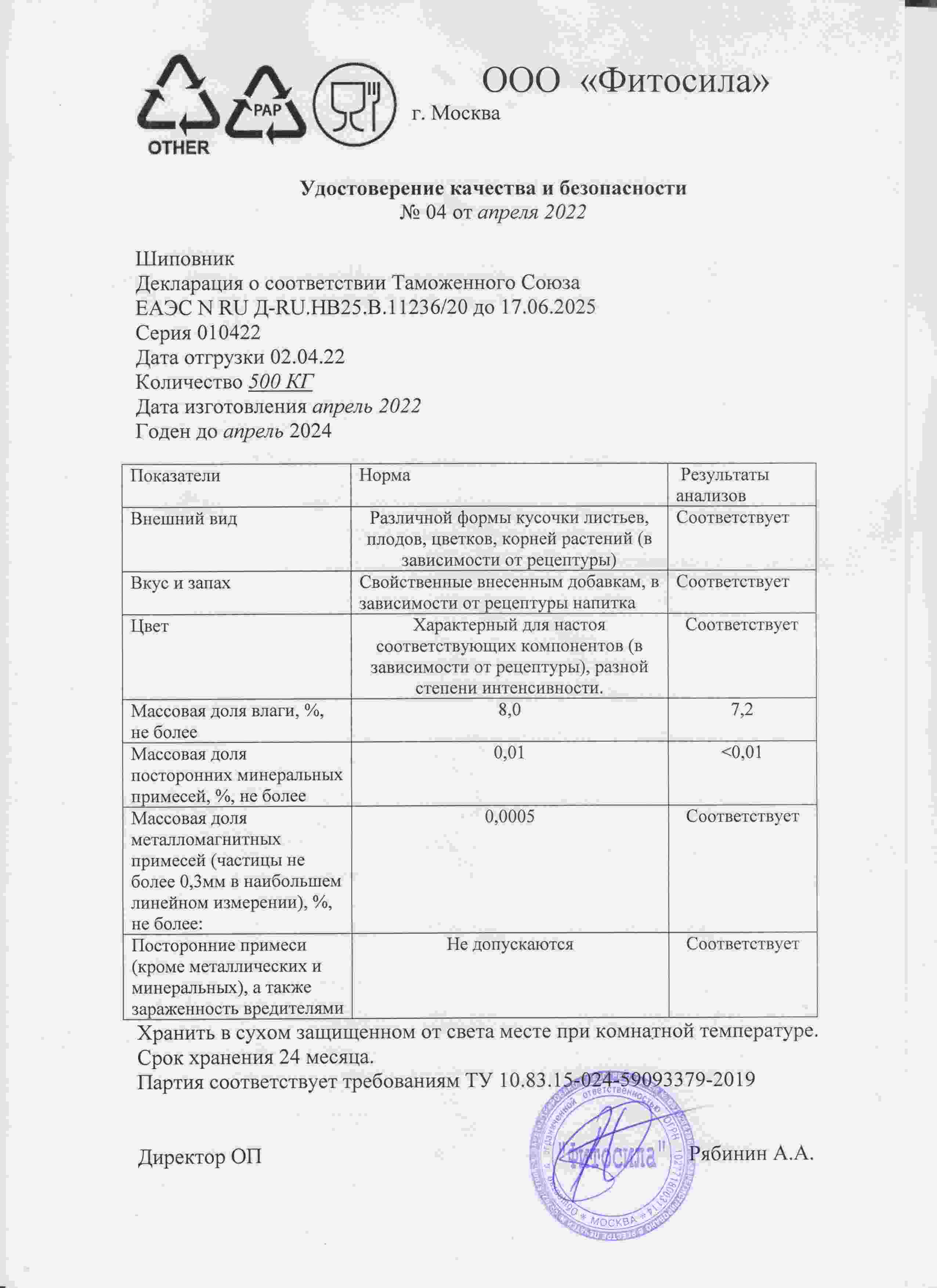 Паспорт №010422